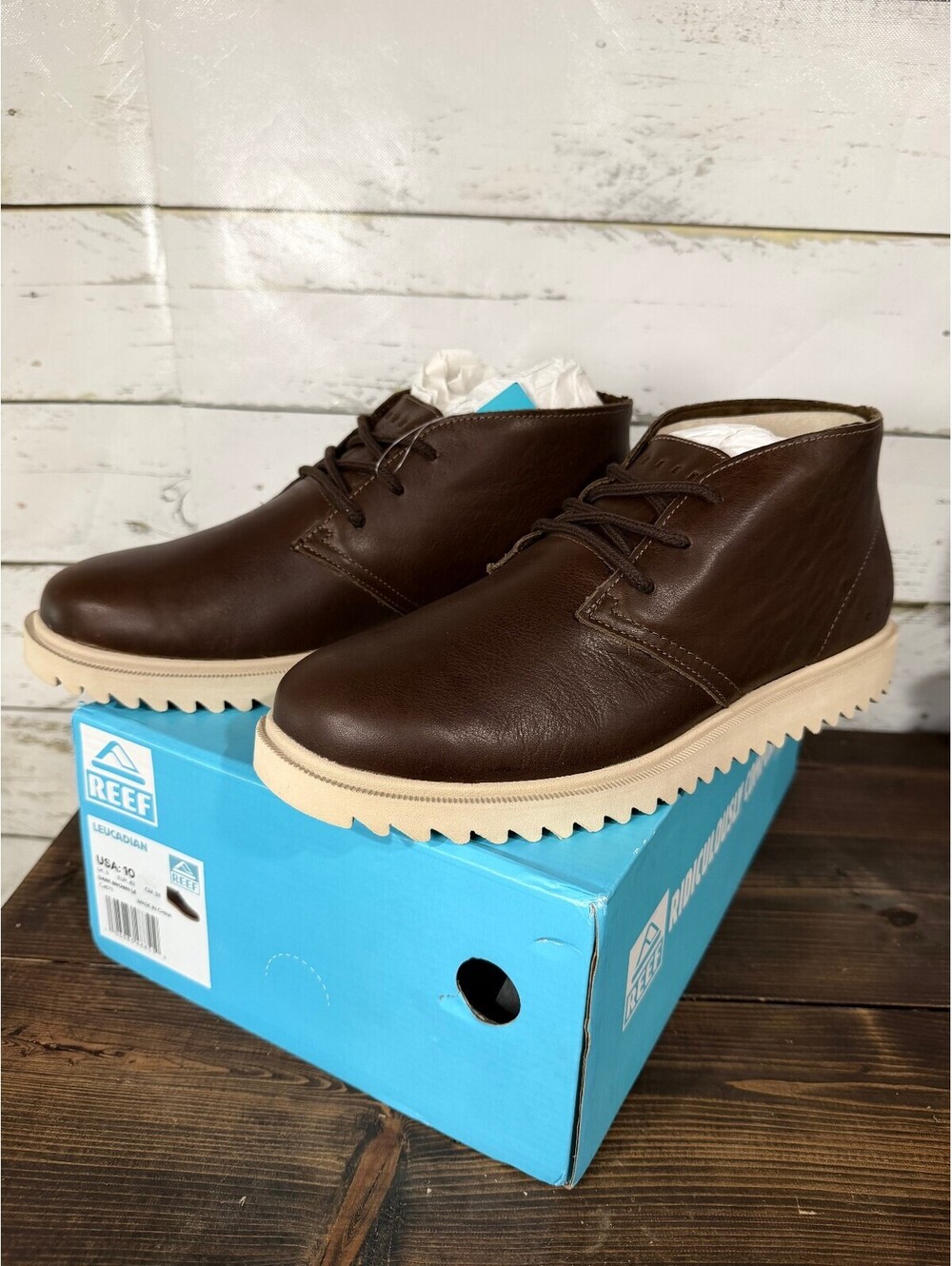 Reef Leucadian Brown Leather Chukka Boot Men's Size 10 NIB